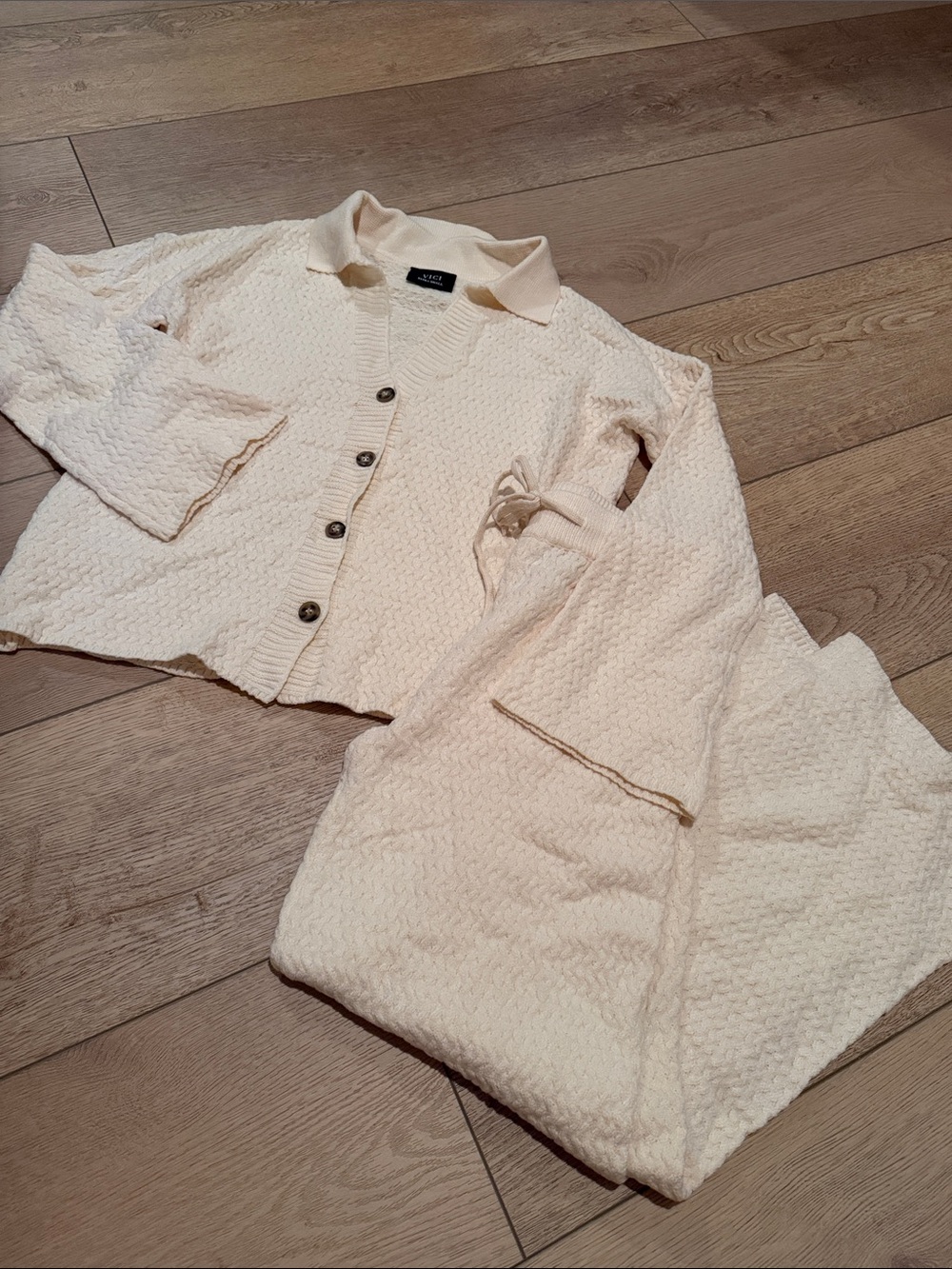 Vici Cream Textured Knit set